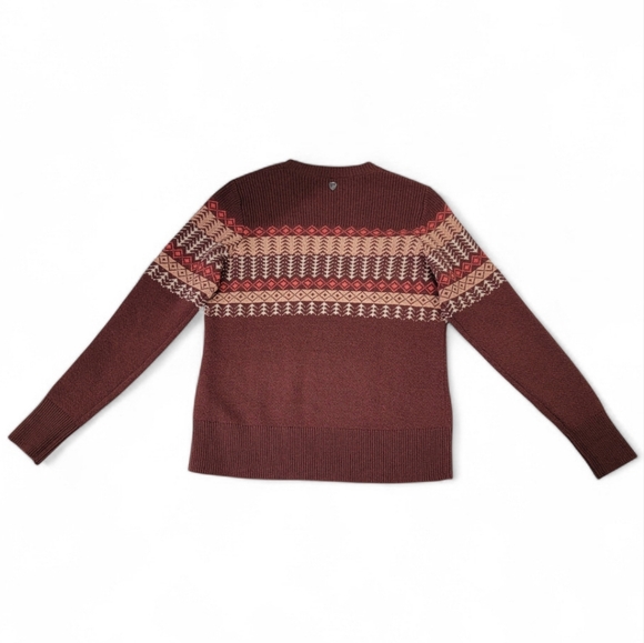 KÜHL Nordik Merino Wool Fair Isle Crewneck Sweater Cinnabar Brown - Women's M - Picture 6 of 15